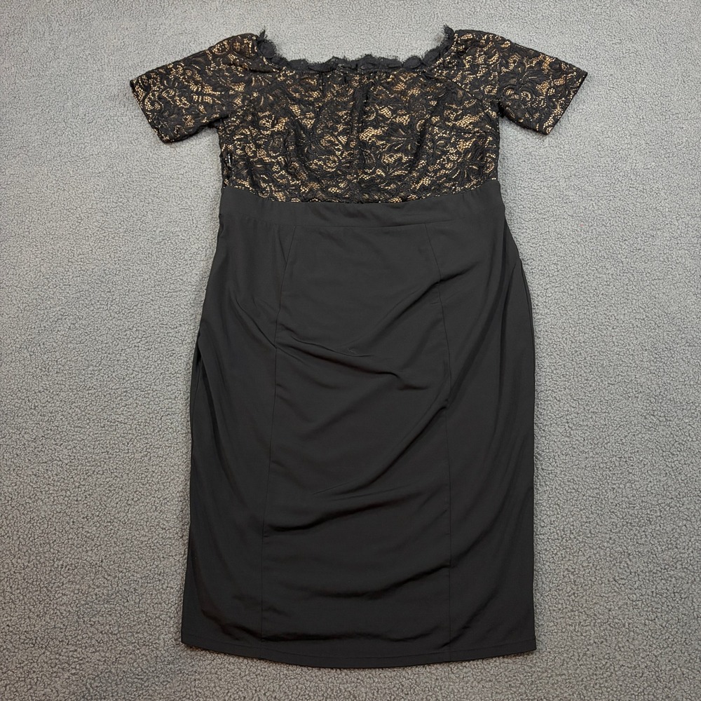Kimi and Kai Maternity Dress Womens L Black Lace Off The Shoulder Bodycon 8886